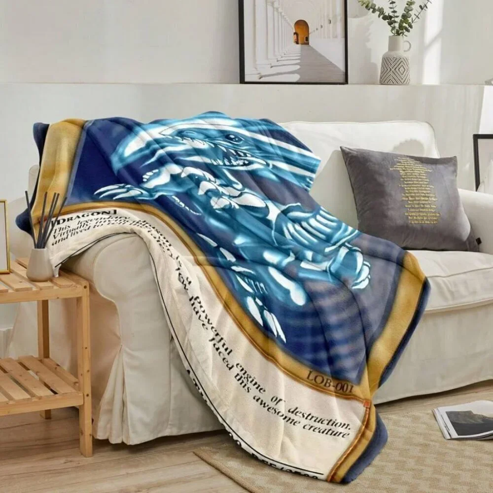 1pc Blue-Eyes White Dragon Anime Throw Blanket Soft Plush Vintage Style